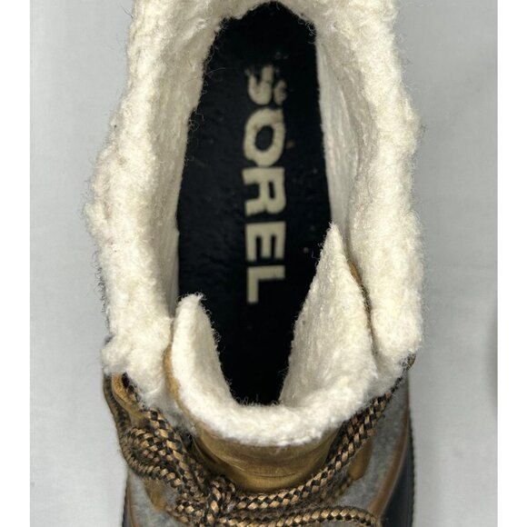 Sorel Out N About Boots Womens 8.5 Gray Tan Waterproof Duck Boot Faux Fur Sherpa - Picture 13 of 16